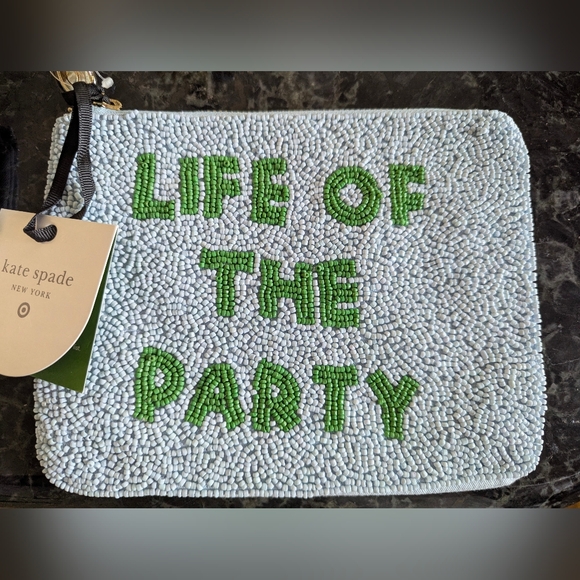 NWT kate spade new york x Target blue/green Life Of The Party Clutch - Picture 3 of 3